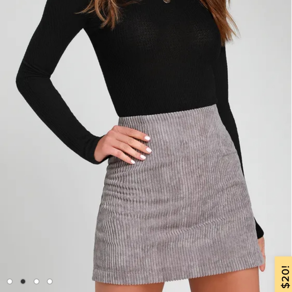 Lulus high class light grey corduroy skirt